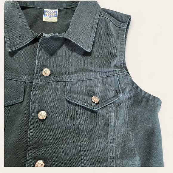 Watch L.A. dark green vintage denim vest medium 100% cotton USA made - Picture 4 of 6